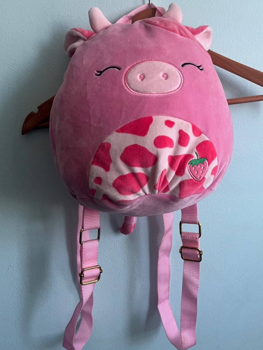 Pink Plush Pig Backpack with Strawberry Patch swishmellow